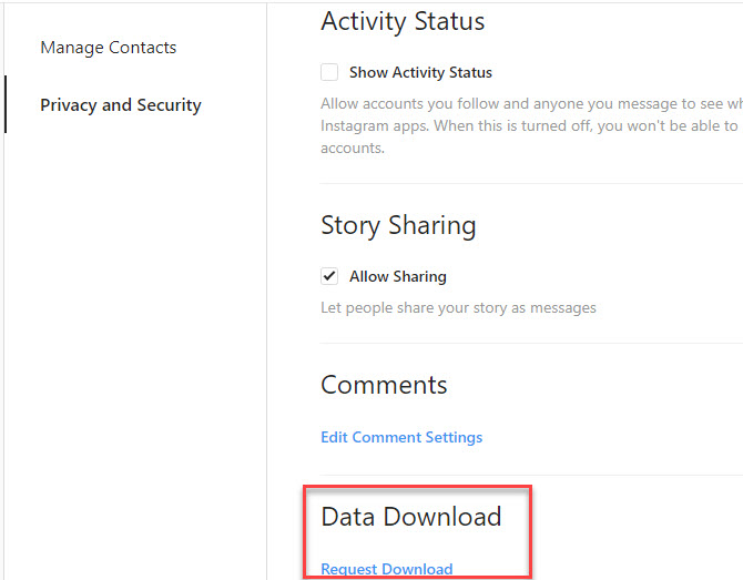 download instagram data