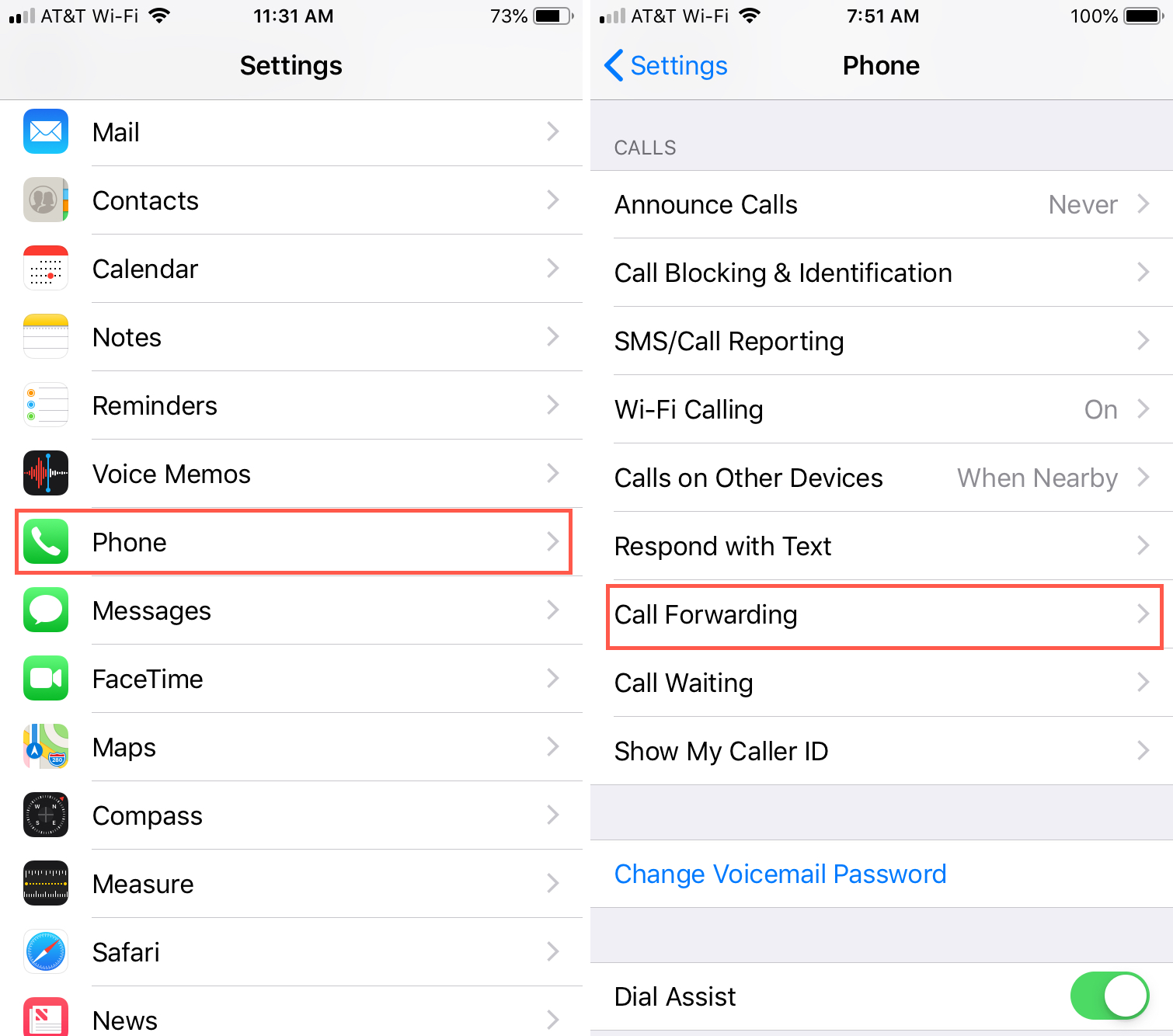 call forwarding settings on iphone