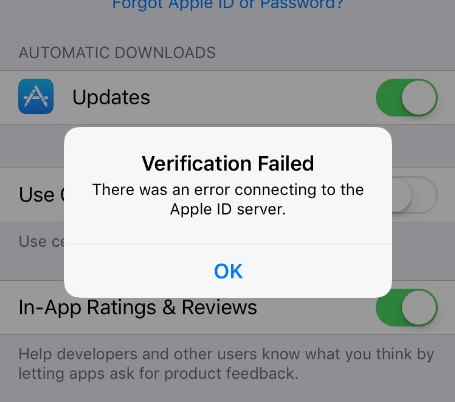 error connecting apple id server