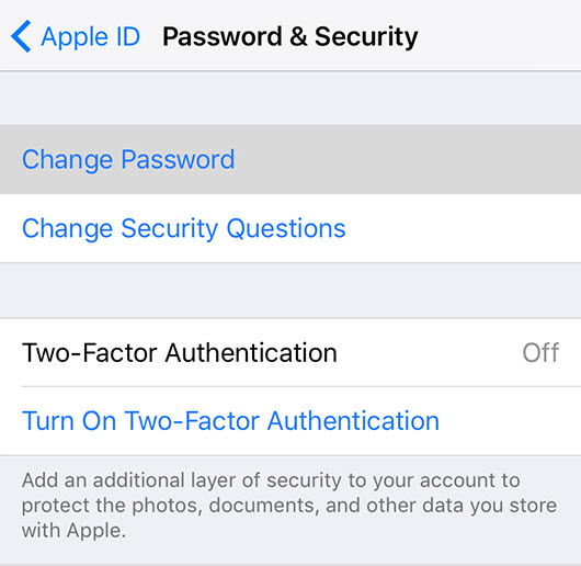 change icloud password