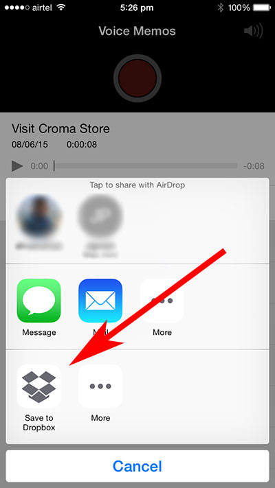 share voice memos with dropbox