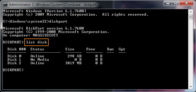 format sd card using command prompt