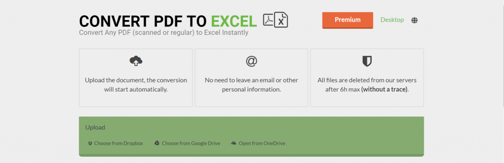 pdf to excel website