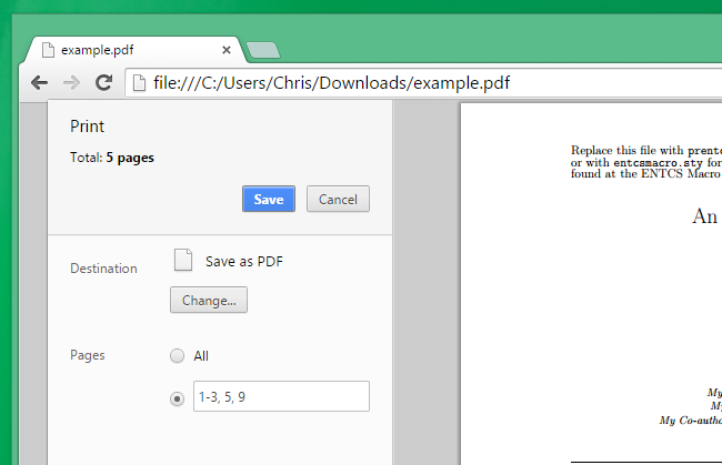 use google chrome to split pdf files