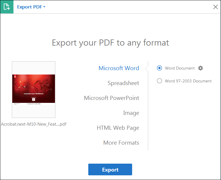 export pdf to html files on adobe