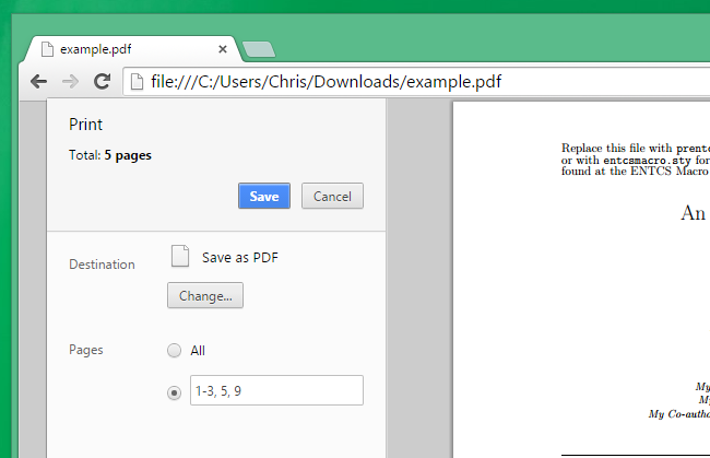 use google chrome to extract pages from pdf