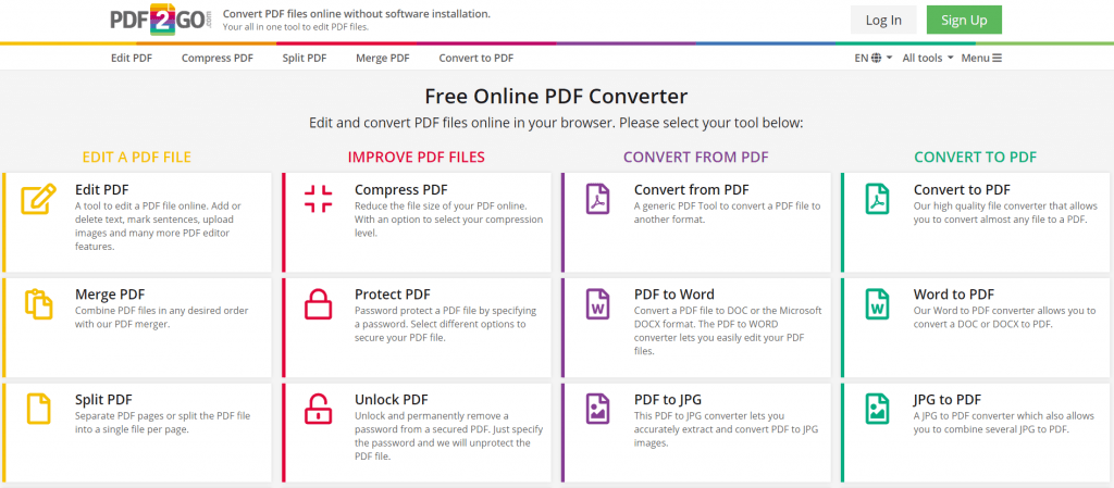 pdf2go website