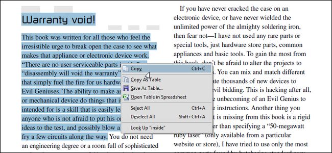 copy text from pdf files