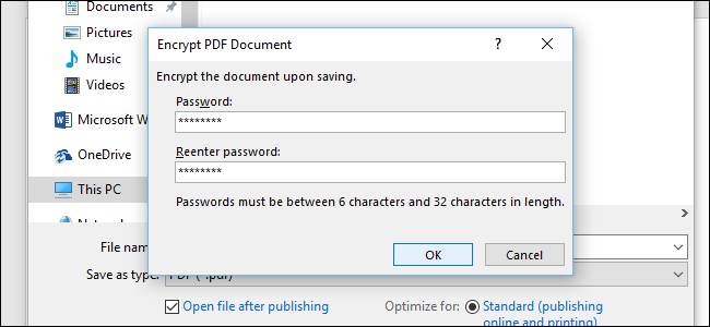 encrypt pdf on Word