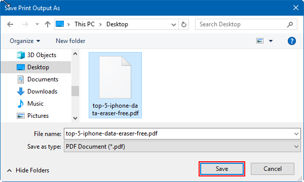 save print output as window