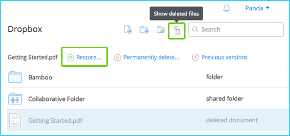 recover deleted folder dropbox