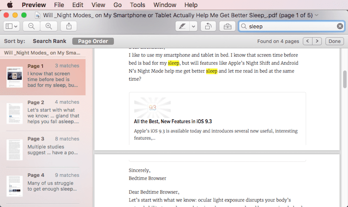 search for words on pdf mac