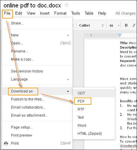 doc to pdf google documents