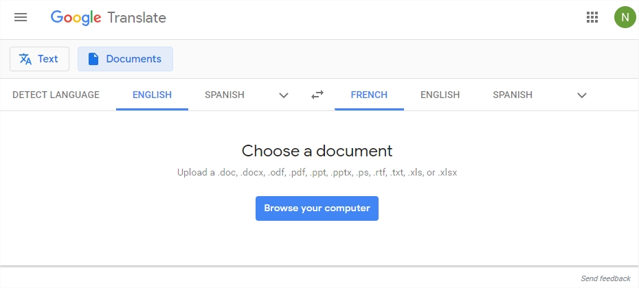 How to save a google translate document