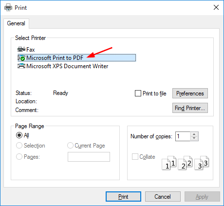 microsoft print to pdf