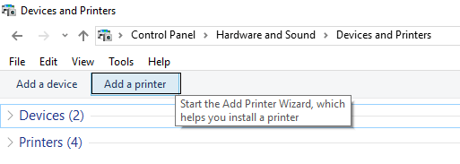 add a printer devices and printers