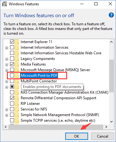 disable Microsoft print to pdf