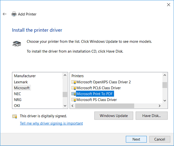 install printer driver