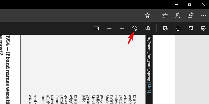rotate pdf with edge browser