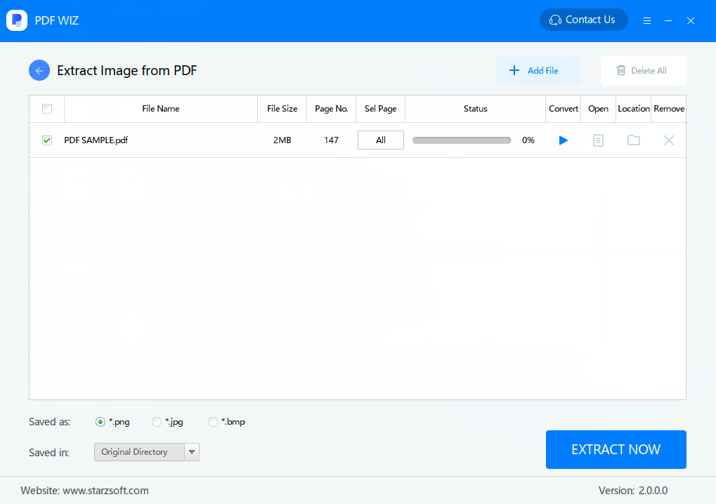 use pdf wiz to extract image from pdf step 2