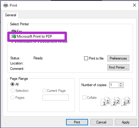 print screenshot as pdf paint