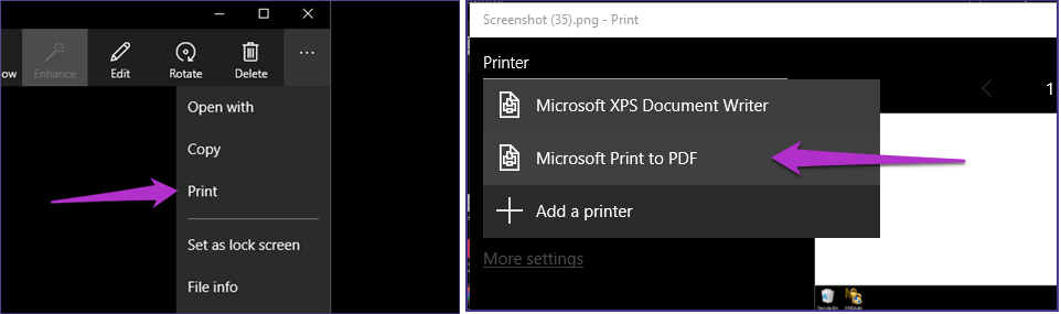 print screenshot as pdf photo