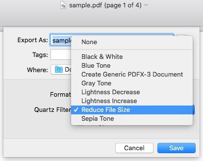 reduce pdf size on preview