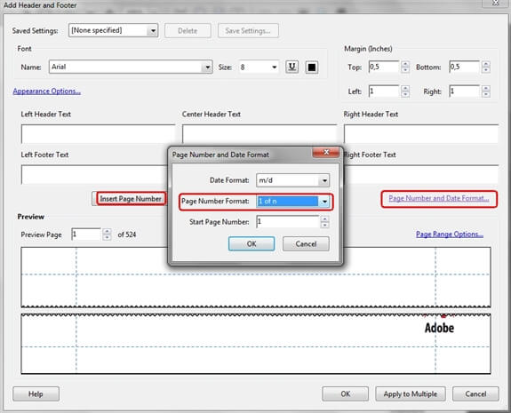 use acrobat to insert page number to pdf