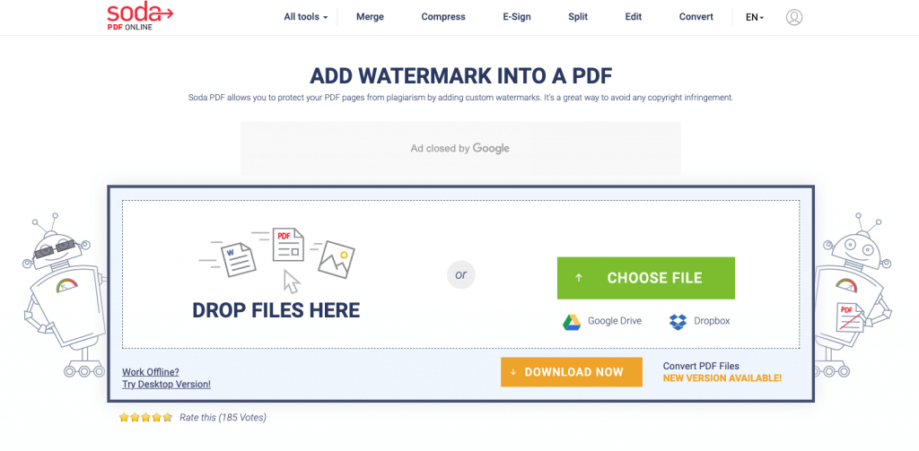 add watermark into pdf at sodapdf.com