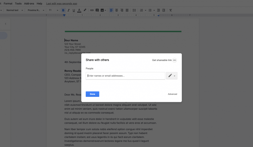 share google doc to others