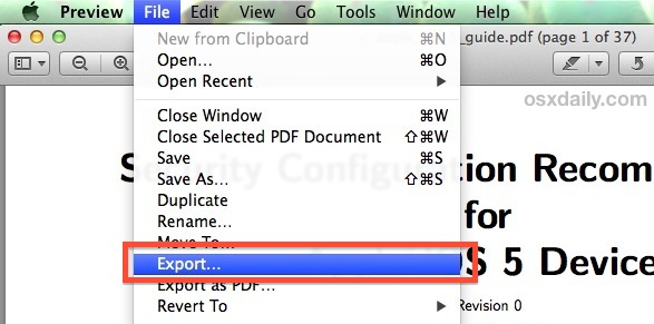 export pdf to compress file size