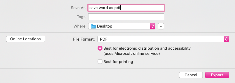 best for electronic distribution and accessibility option in word