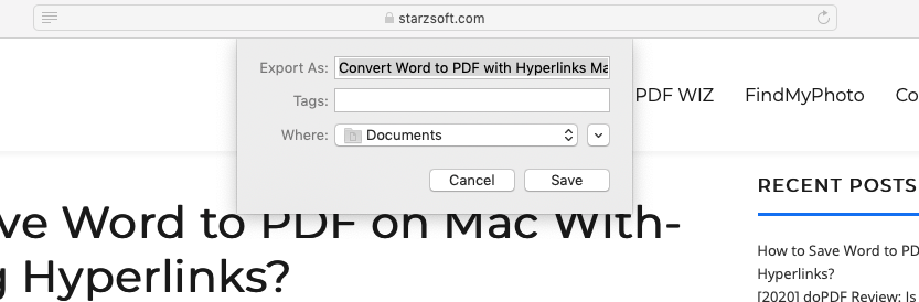 export webpage as pdf on mac safari