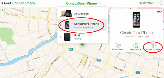 erase iphone from icloud