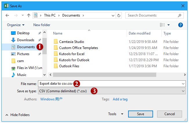 export excel to csv format