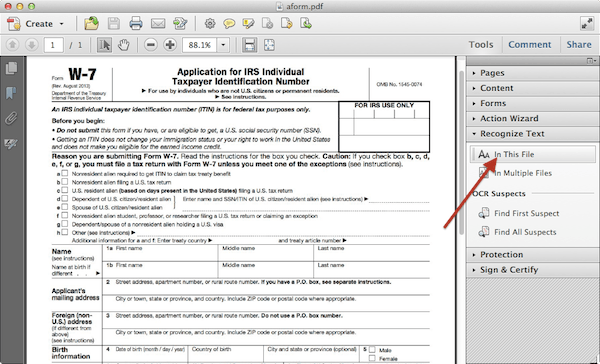 ocr feature of adobe acrobat