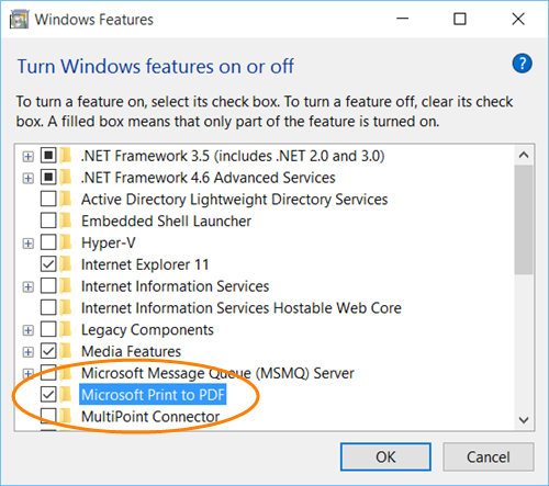 enable print to pdf windows 10