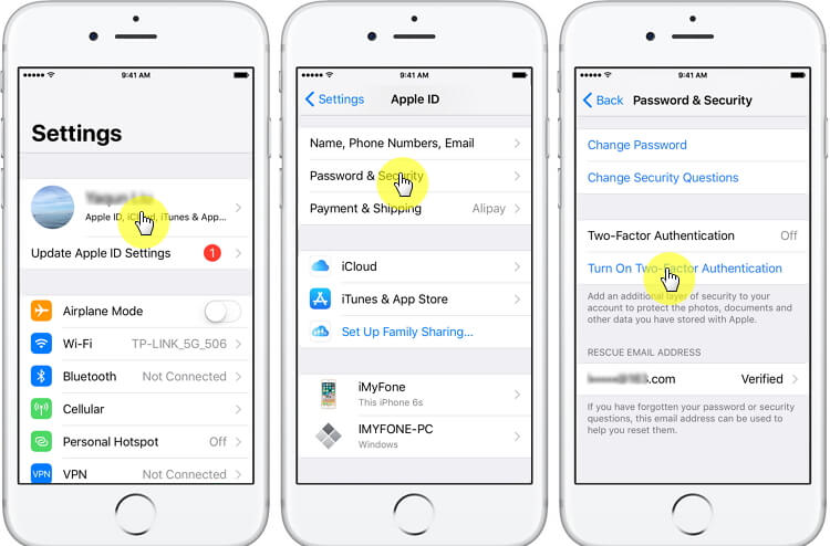 turn on two factor authentication