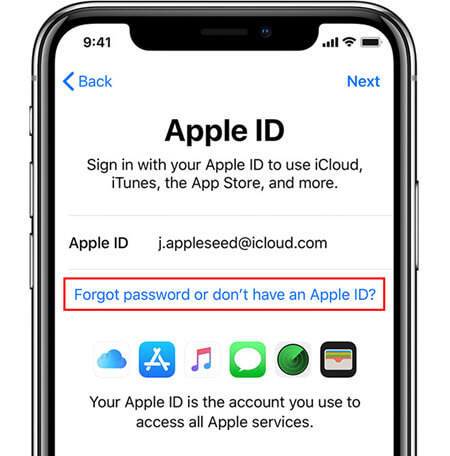 iphone setup enter apple id