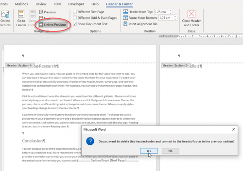 link to obvious option in word