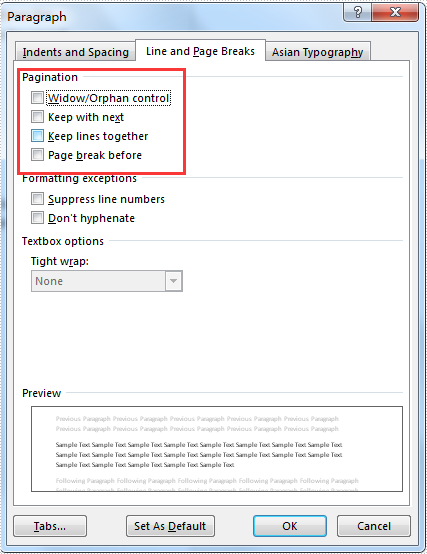 pagination settings