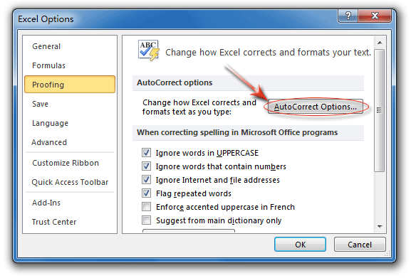 autocorrect options in word