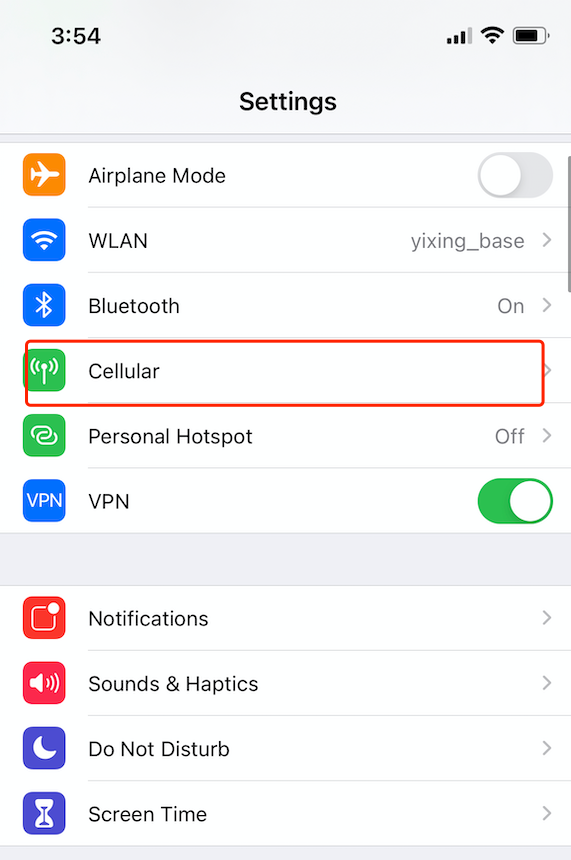 toggle cellular service