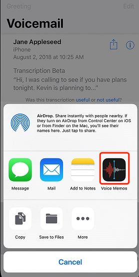 save voicemail to voice memos