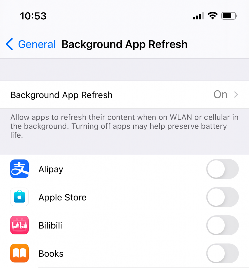turn off background app refresh