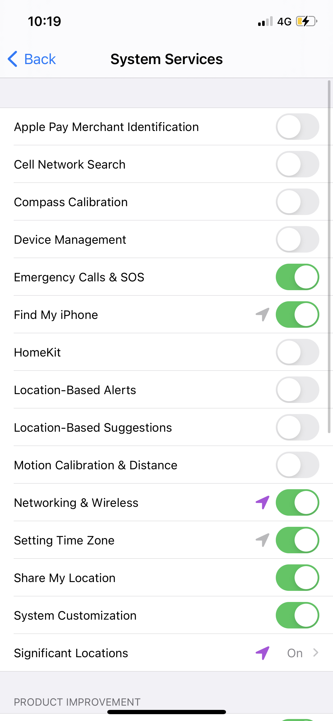 wireless feature on system service