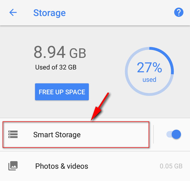 smart storage on android phones