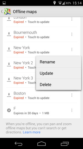 delete offline maps on google maps android