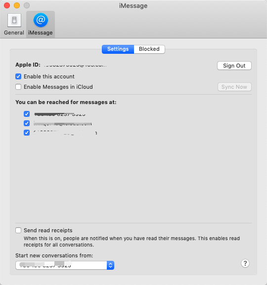 check apple id on message app on mac