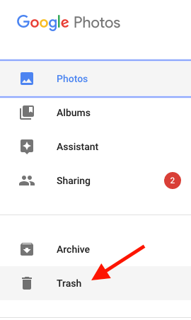 delete trash on google photos android phone